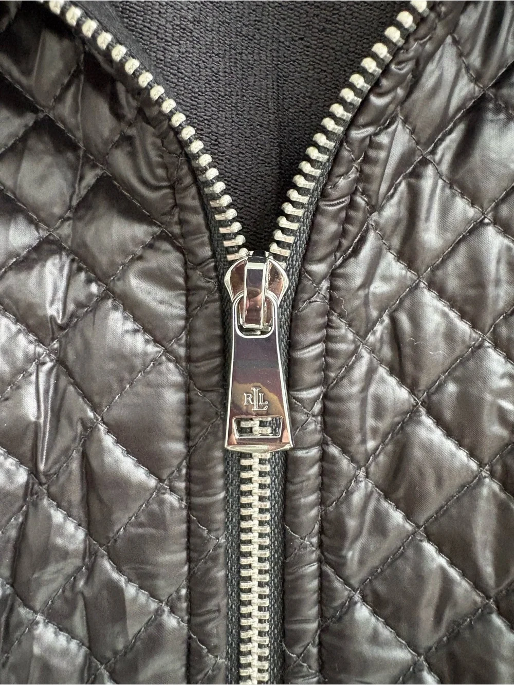 Lauren Ralph Lauren Black Quilted Zip Front Vest Women’s Size L